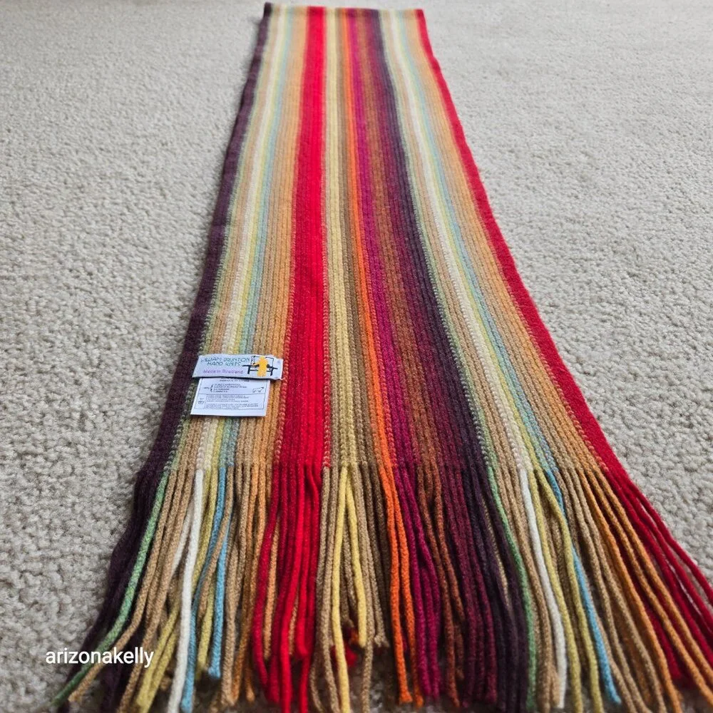 Wool Hand Knit Stripe Scarf William Brunton Scotland